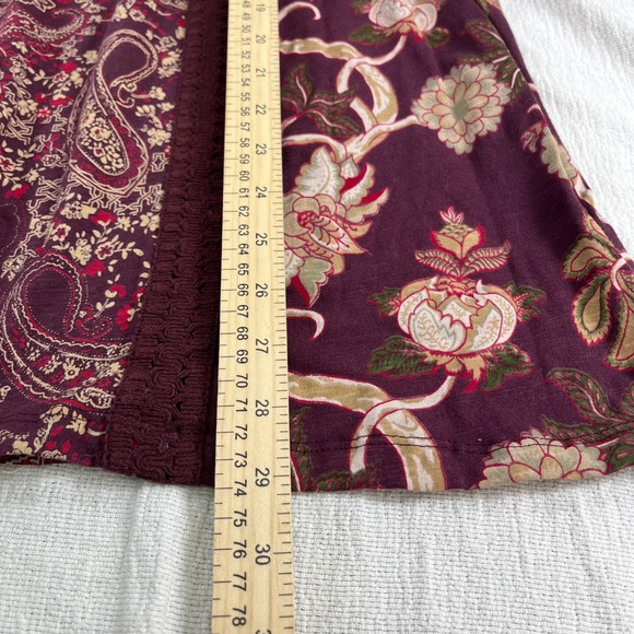 Paisley‎ Floral Crochet Trim XL Peasant Prairie Top Tie Neck Boho Laura Ingalls - Picture 5 of 12